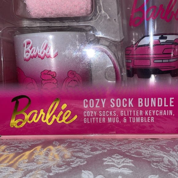 NIB Barbie Pink Cozy Sock and Mug Set - Picture 2 of 4